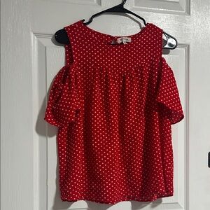 Monteau Red Polka Dot Blouse